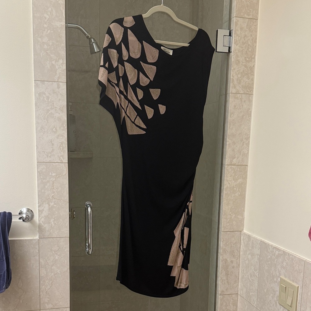 Temperley London Black Dress with Pink Asymmetrical Design